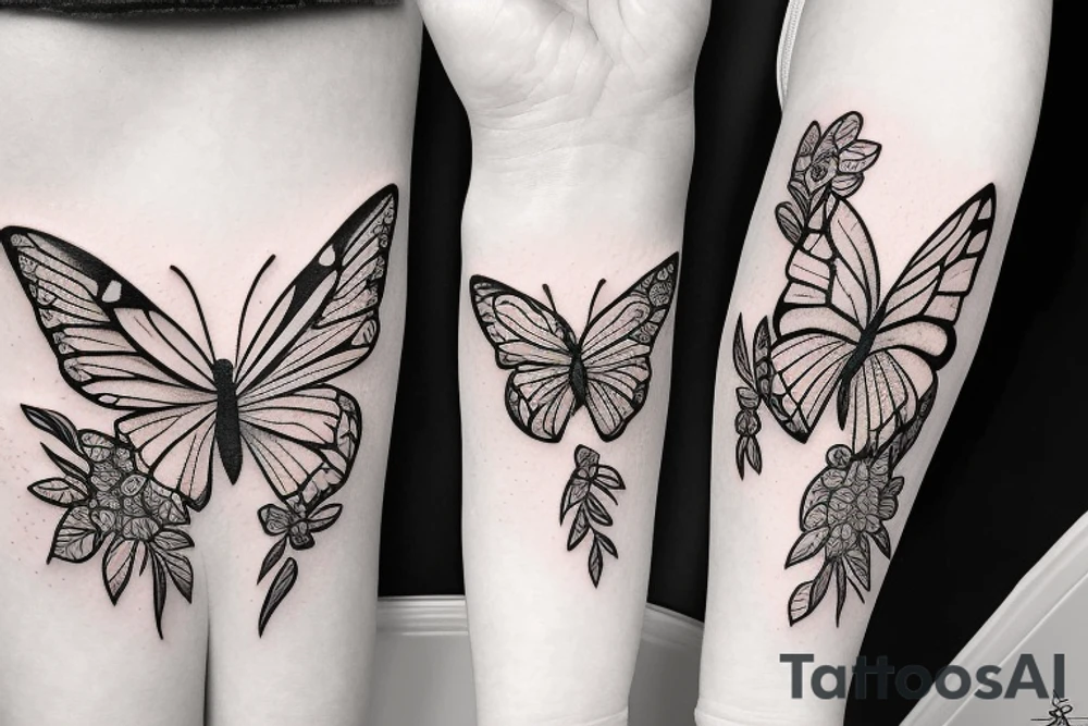butterfly tattoes with a touch of flower tattoo idea