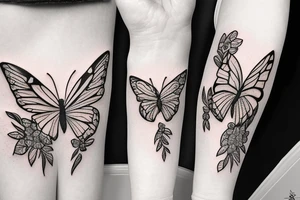 butterfly tattoes with a touch of flower tattoo idea