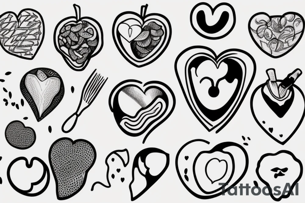 A Heart in a Food Processor cut away a small Piece of the Heart. Fineline Style tattoo idea