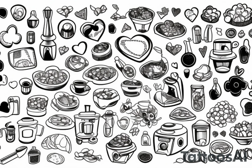A Heart in a Food Processor. Fineline Style tattoo idea