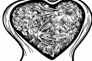 Human heart in a Food Processor. Fineline tattoo idea