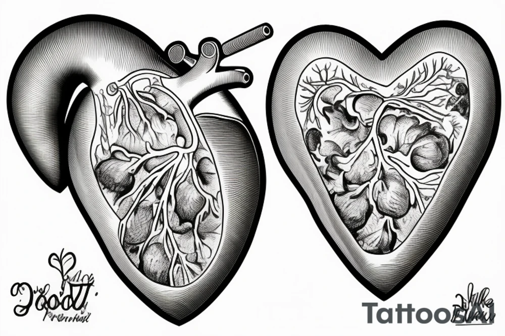 Human heart in a Food Processor. Fineline tattoo idea