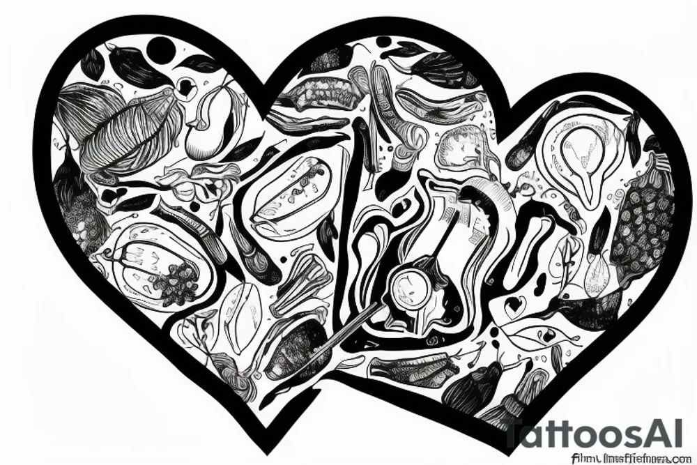 Human heart in a Food Processor. Fineline tattoo idea