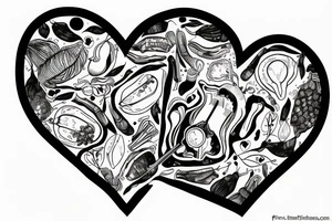 Human heart in a Food Processor. Fineline tattoo idea