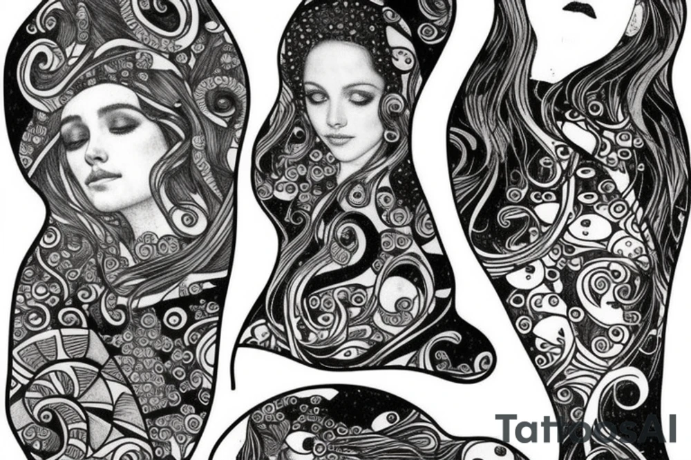 A Whale and Gustav Klimt Virgin tattoo idea