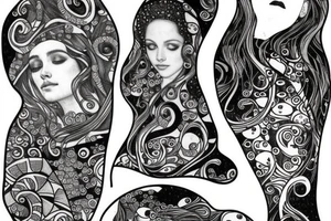 A Whale and Gustav Klimt Virgin tattoo idea