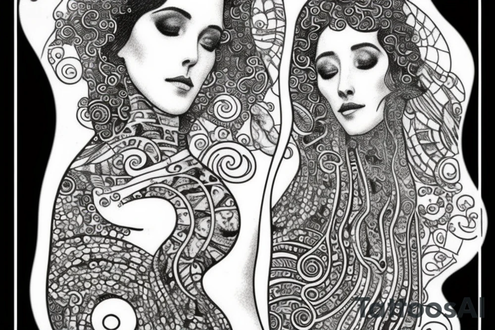 A Whale and Gustav Klimt Virgin tattoo idea