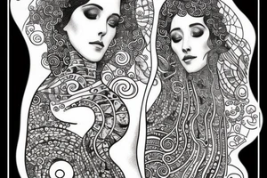 A Whale and Gustav Klimt Virgin tattoo idea