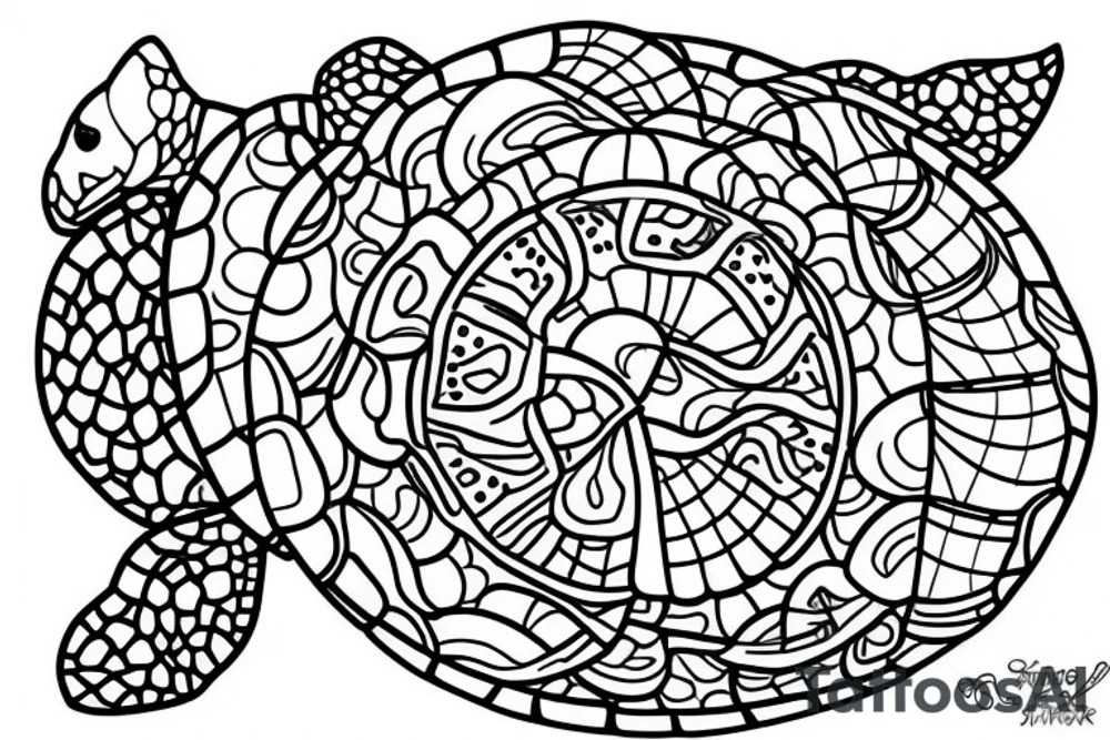 A turtle in fineline tattoo idea