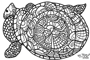 A turtle in fineline tattoo idea