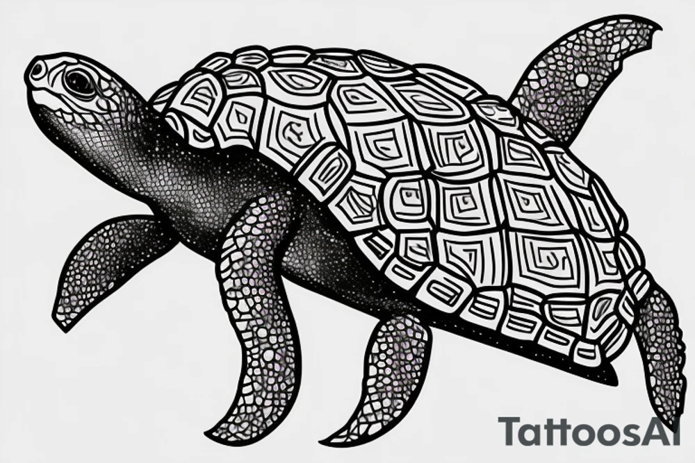A turtle in fineline tattoo idea