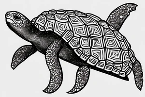 A turtle in fineline tattoo idea