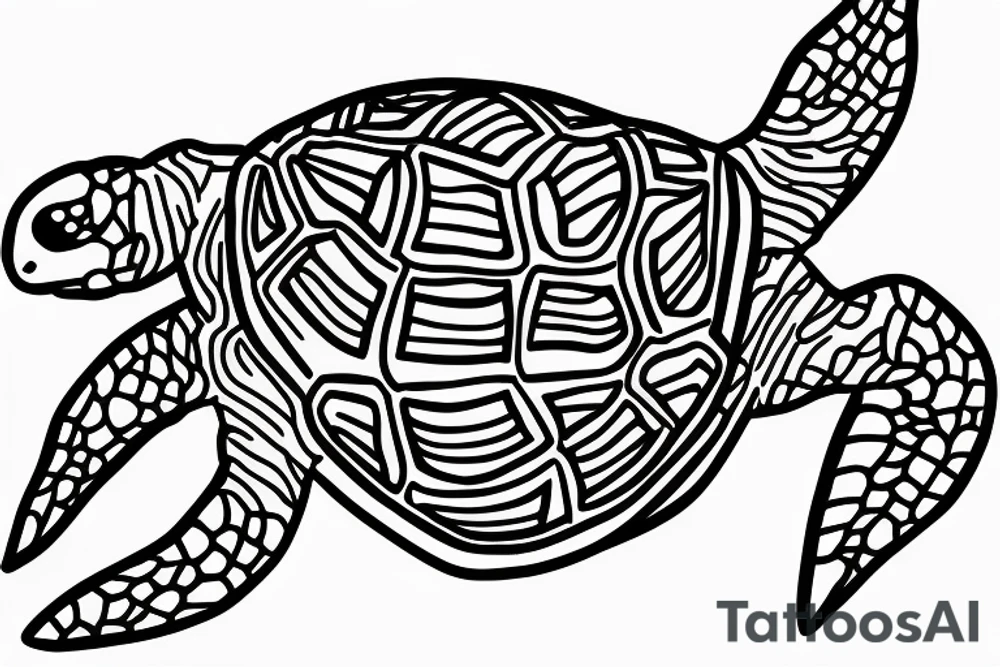 A turtle in fineline tattoo idea