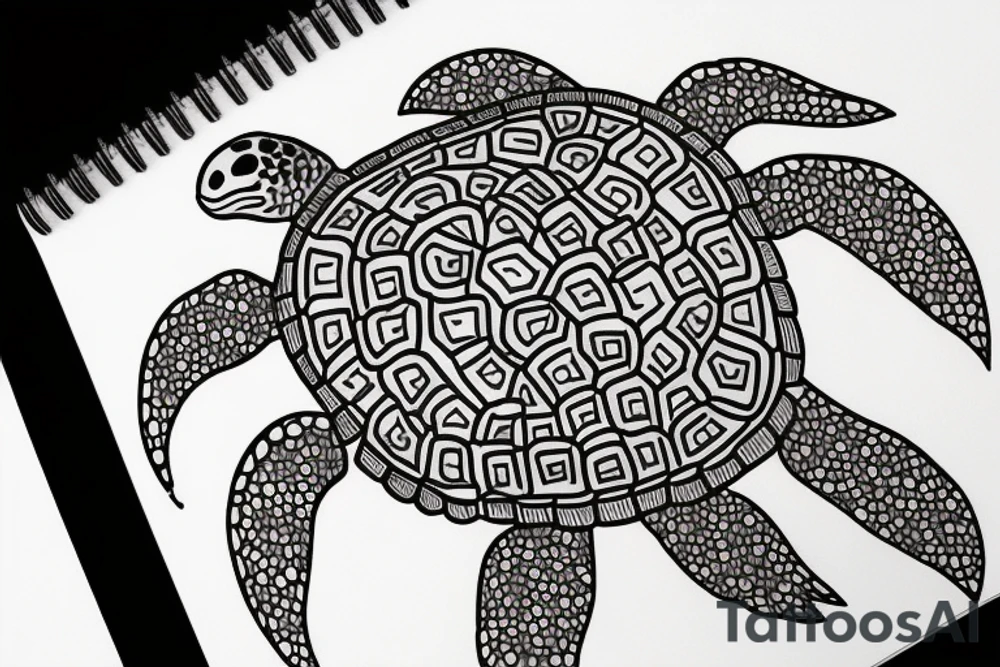 A turtle in fineline tattoo idea