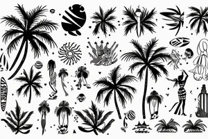 Ladybug princess, palm trees, ocean, tiger lily tattoo idea