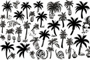 Ladybug princess, palm trees, ocean, tiger lily tattoo idea