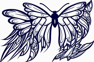 Butterfly with kintsugi wings blue white gold tattoo idea