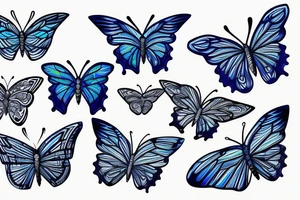 Butterfly with kintsugi wings blue white gold tattoo idea