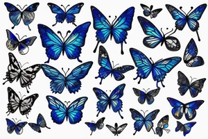 Butterfly with kintsugi wings blue white gold tattoo idea