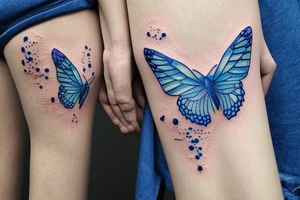 Butterfly with kintsugi wings blue white gold tattoo idea