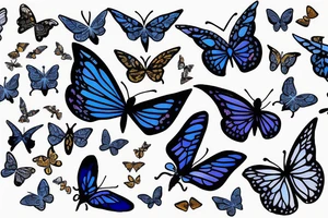 Butterfly with kintsugi wings blue white gold tattoo idea