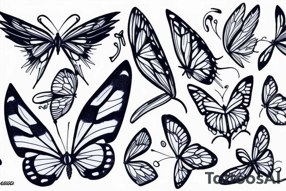 Butterfly pottery wings blue white gold tattoo idea