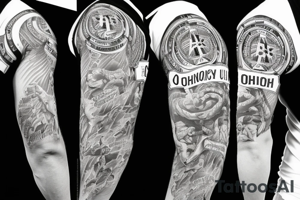 Sleeve with God, Family, Country, and The Ohio State University tattoo idea