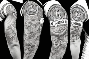 Sleeve with God, Family, Country, and The Ohio State University tattoo idea