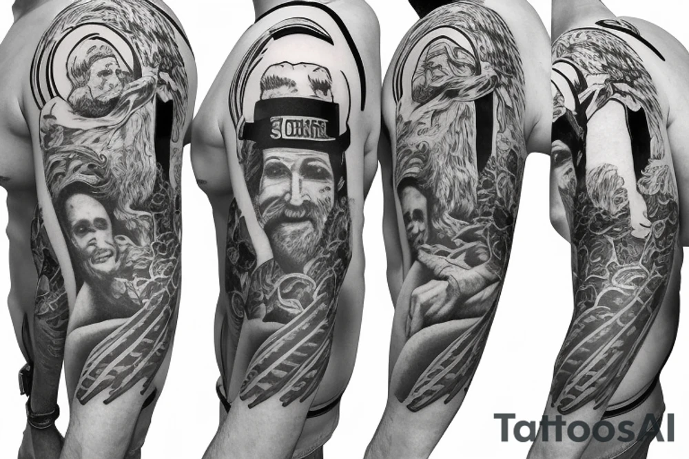 Sleeve with God, Family, Country, and The Ohio State University tattoo idea