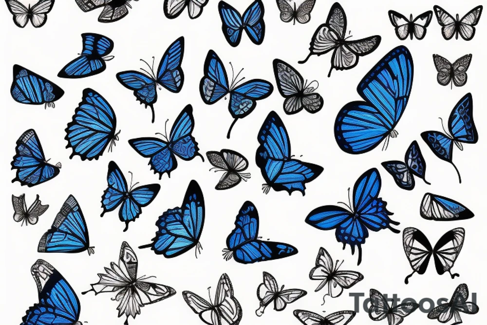 Butterfly pottery wings blue white gold tattoo idea