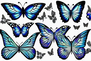 Butterfly pottery wings blue white gold tattoo idea