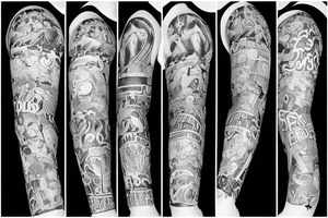 Sleeve with God, Family, Country, and Block O tattoo idea