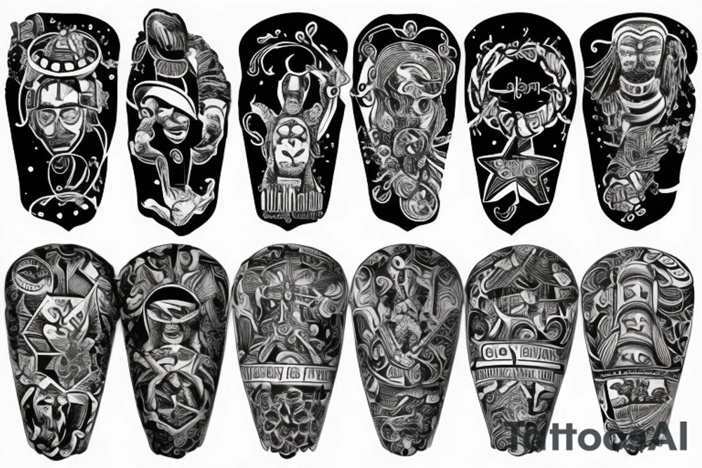 Sleeve with God, Family, Country, and Block O tattoo idea