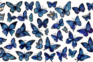 Butterfly pottery wings blue white gold tattoo idea