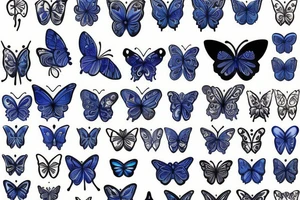 Butterfly pottery wings blue white gold tattoo idea