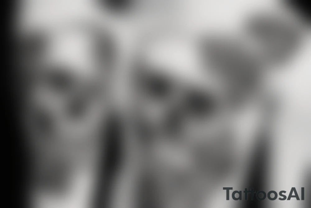 painful skull with roses seeping in tattoo idea