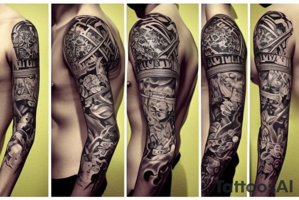 Half sleeve with a cross tattoo idea