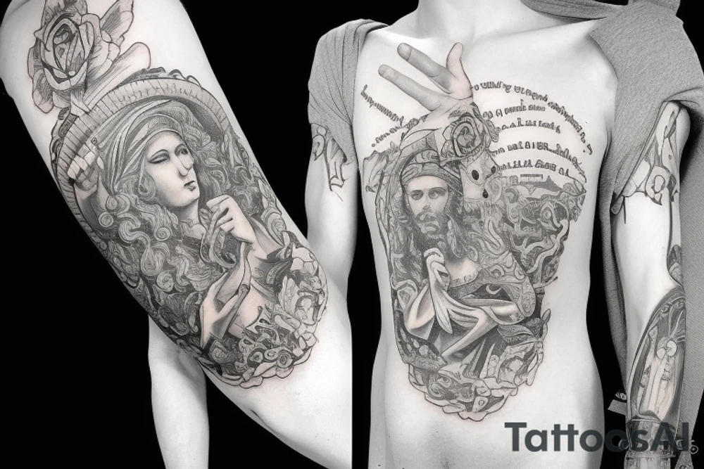 Sleeve on Christianity tattoo idea