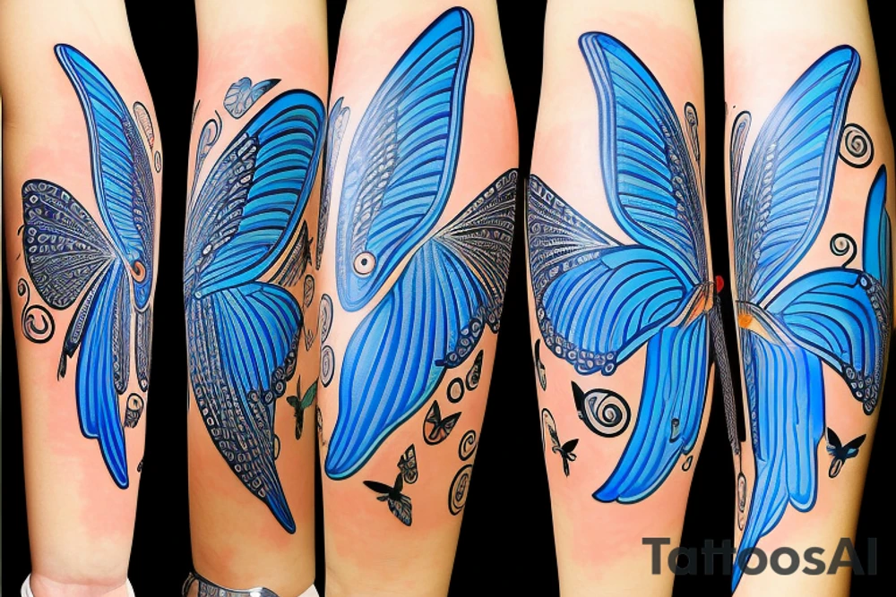 Butterfly pottery wings blue white gold ming vase tattoo idea