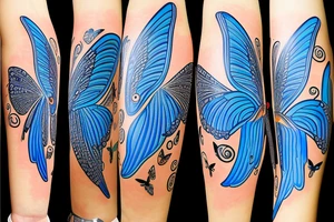 Butterfly pottery wings blue white gold ming vase tattoo idea