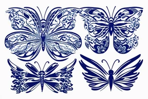 Butterfly pottery wings blue white gold ming vase tattoo idea