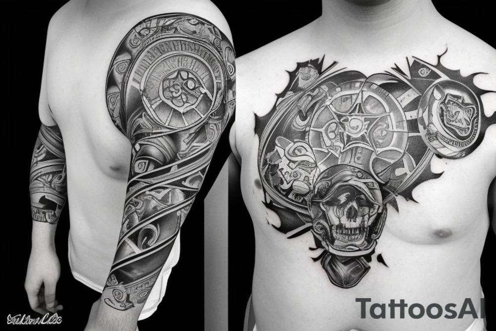 Sleeve on football tattoo idea