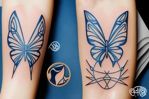 Kintsugi butterfly blue white gold tattoo idea