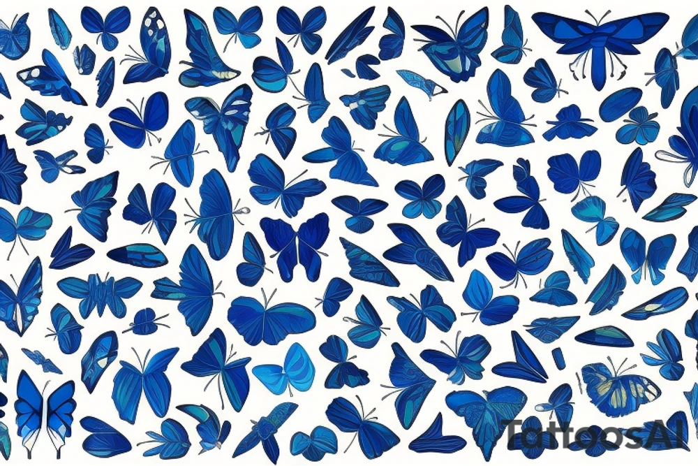 Kintsugi butterfly blue white gold tattoo idea