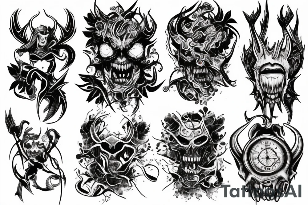 Demon sleeve tattoo idea
