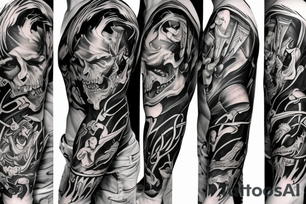 Demon sleeve tattoo idea
