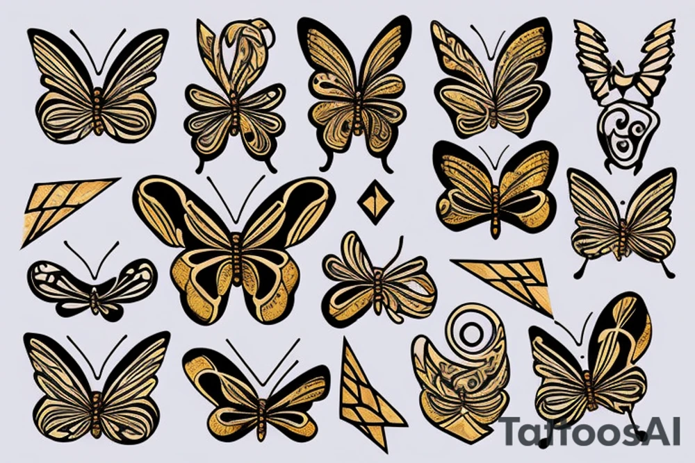 Kintsugi white blue kintsugi butterfly goldleaf tattoo idea