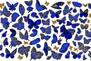 Blue white kintsugi butterfly lined with gold tattoo idea