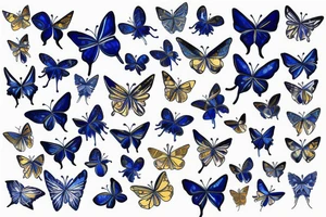 Blue white kintsugi butterfly lined with gold tattoo idea