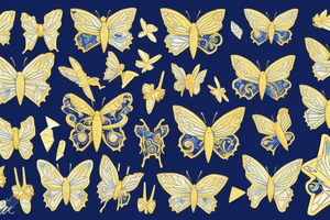 Blue white kintsugi butterfly lined with gold tattoo idea